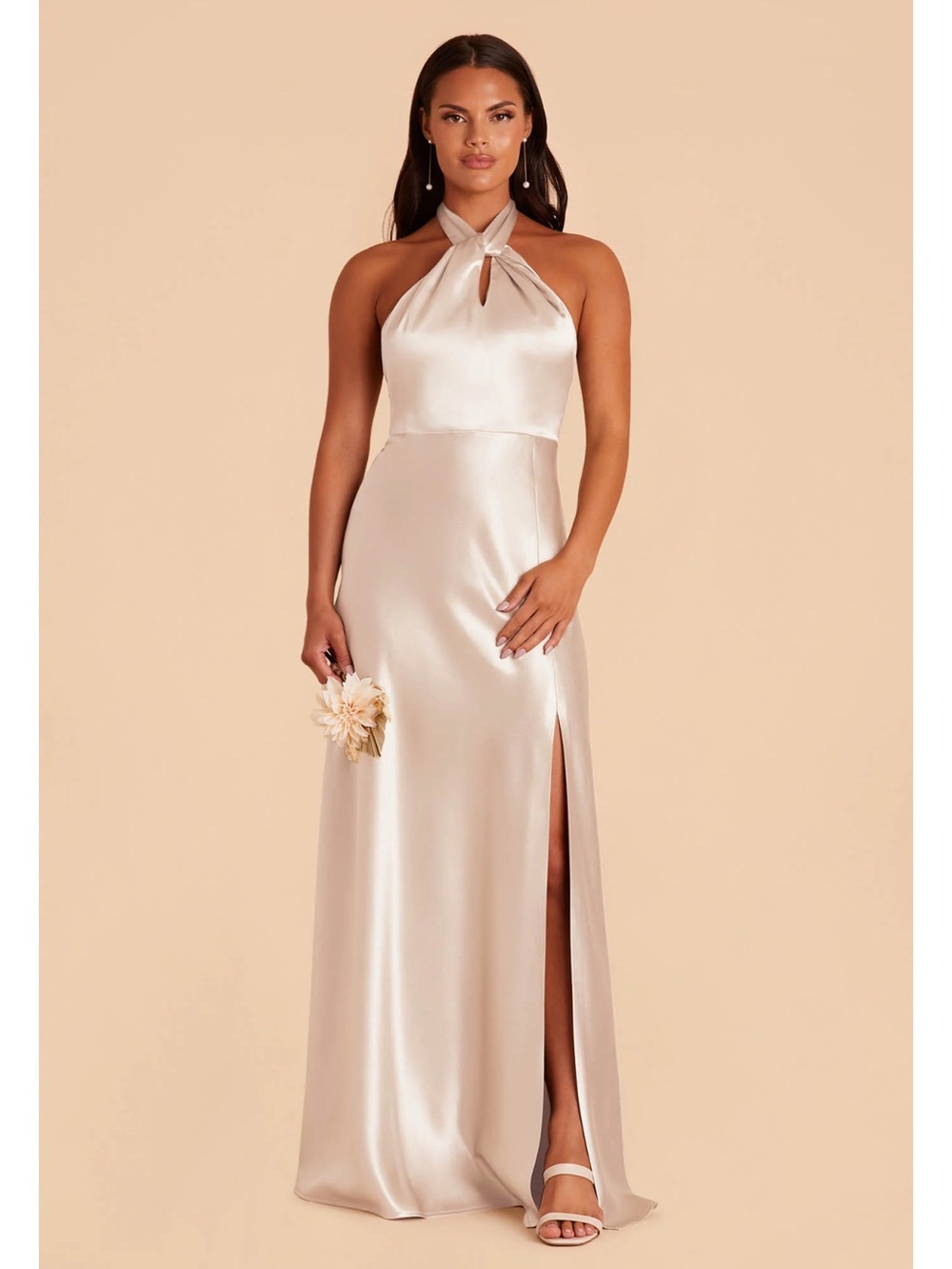 Birdy Grey Monica Dress in Shiny Satin Champagne